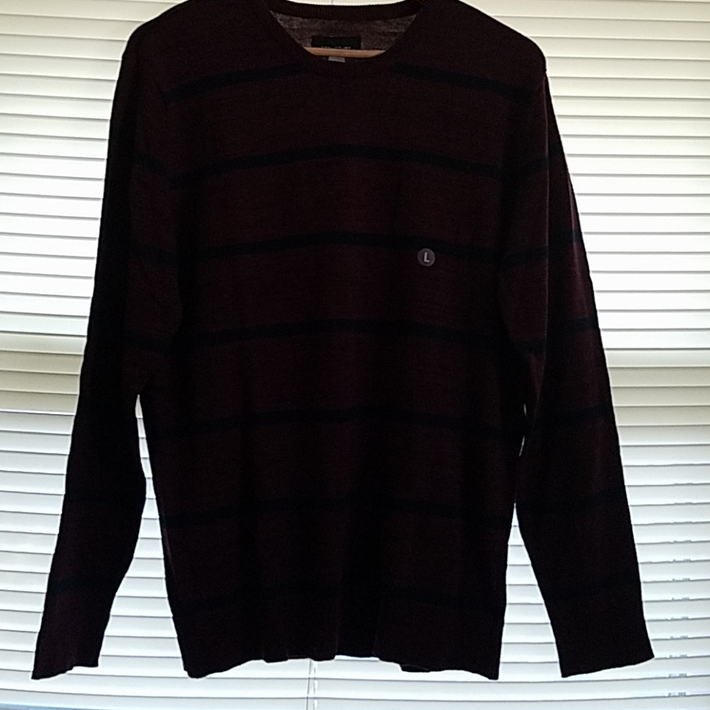 Men's Burgundy Striped Crewneck